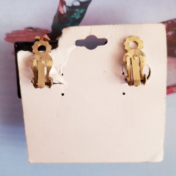 New..Vintage Tikal Trading crystal giraffe clips earrings - Picture 4 of 11